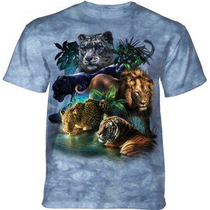 The Mountain Tiger Jungle Leopard Puma Big Cat Collage Blue T-Shirt L-2X